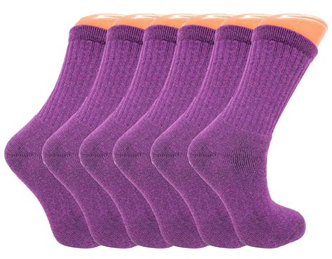 Cotton Crew Socks For Women Made In Usa Smooth Toe Seam Socks 9 11 Purple 6 Pairs