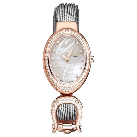 charriol women s marie olga mother of pearl dial diamond rose tone swiss quartz watch
