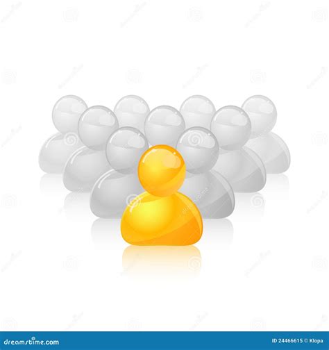 Yellow Unique Person Icon Out Of The Grey Crowd Stock Vector