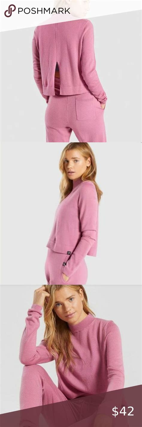 Nwot Gymshark Isla Knit Sweater Xs Dusky Pink Knitted Sweaters