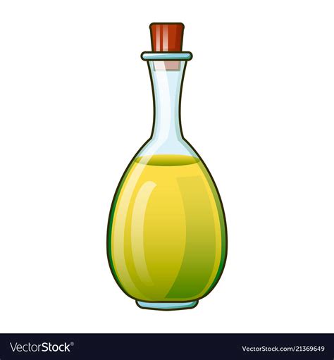 Olive Oil Virgin Bottle Icon Cartoon Style Vector Image
