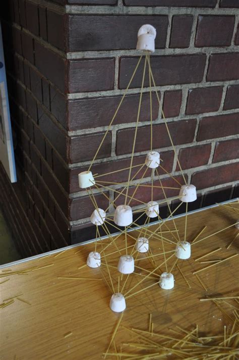 The Spaghetti Tower Made With Pasta Sticks And Marshmallows The