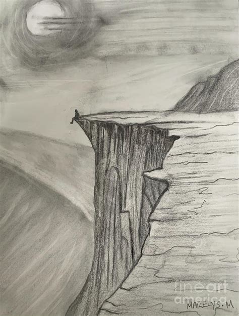 The Rocky Cliff Drawing By Marelys Medina Fine Art America