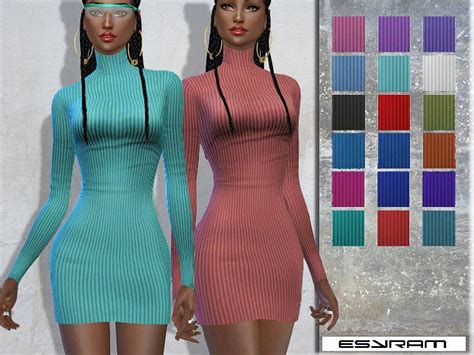 Roll Neck Dress Found In Tsr Category Sims 4 Female Everyday Sims 4