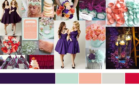 deep purple, coral, mint, light neutrals and a pop of raspberry | Wedding inspiration ...