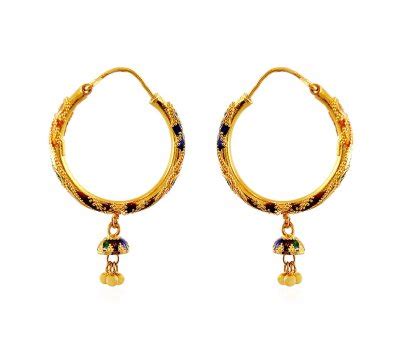 22Kt Meenakari Hoops Gold Earrings ErHp18316 22Kt Gold Hoop Earring