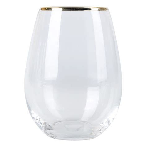 Stemless Wine Glass Gold Rim At Home