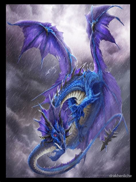 Blue Storm Dragon Poster For Sale By Drakhenliche Redbubble