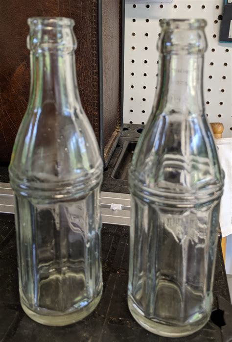 Vintage Squeeze 8 Sided Glass Soda Bottle Pair This Price Is For 2