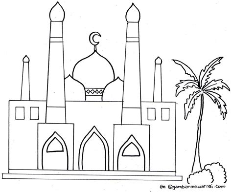 Kumpulan gambar hitam putih bw untuk diwarnai sumber : Gambar Mewarnai Masjid - Gambar Mewarnai | Buku mewarnai ...