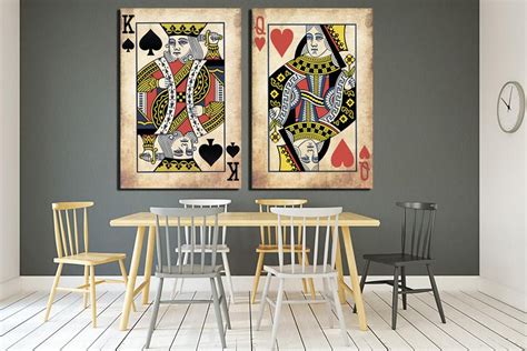 King And Queen Wall Art Canvas Playing Card Print Wedding T Etsy
