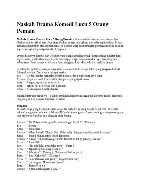 Teks Drama Bahasa Jawa 5 Orang Singkat - Berbagi Teks Penting
