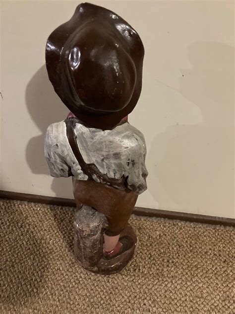 Vintage Whistling Boy Chalkware Plaster Statue Ebay