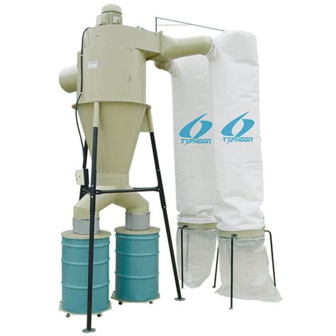 This cyclone dust collector is operative at 3 hp. DC-2100 Cyclone Dust Collector - Typhoon Dust