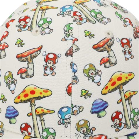 Super Mario All Over Print Toads Pre Curved Bill Adjustable Hat