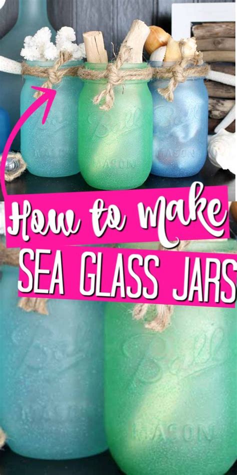 How To Make Sea Glass Painted Mason Jars Painting Glass Jars Crafts With Glass Jars Painted