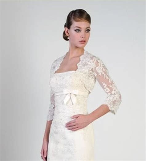 3 4 sleeve lace ivory shawl bolero wedding jacket bridal shrug wraps custom size t25 in wedding