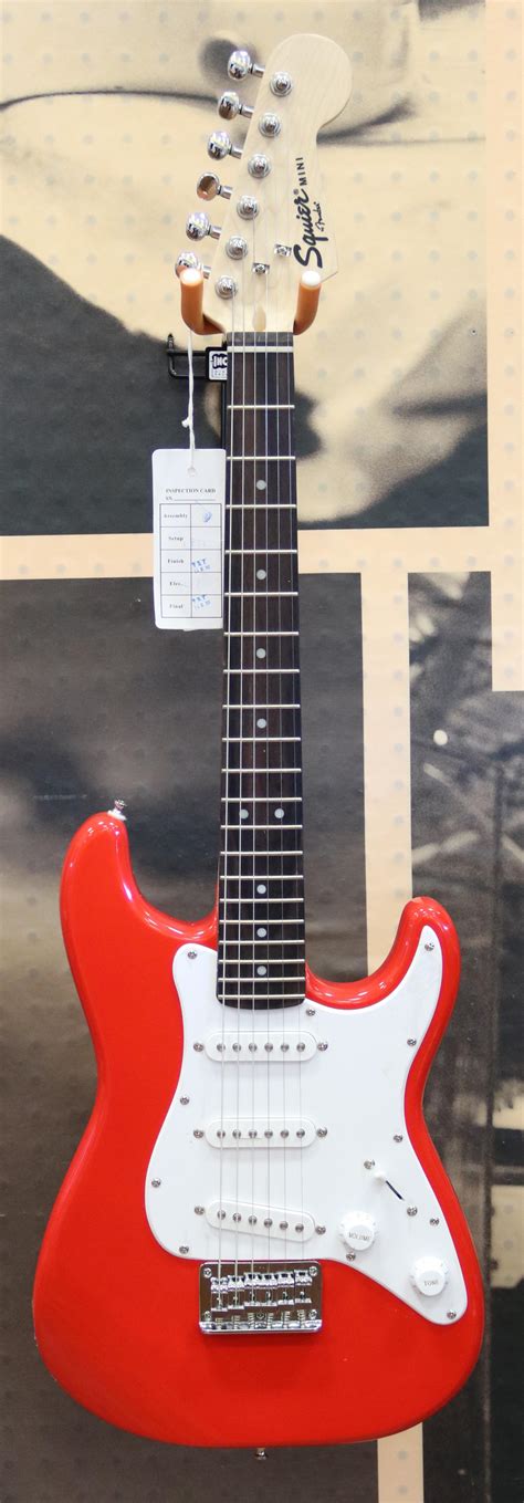 Fender Squier Mini Strat Electric Guitar Red Large Chip Down To The