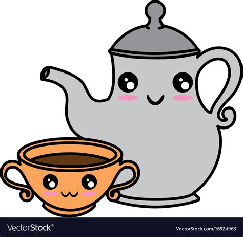 Cute Teapot Kitchenware Kawaii Cute Cartoon Vector Image