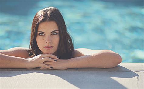 Wallpaper Jaimie Alexander Women Actress Brunette Outdoors Swimming Pool Looking At