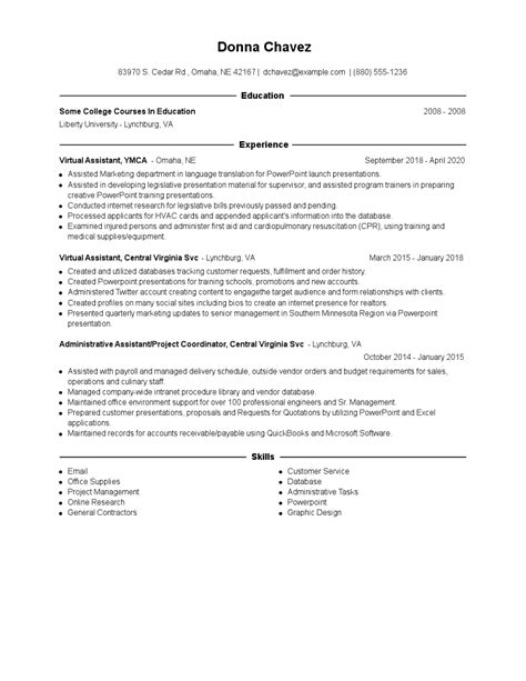 This page provides you with virtual assistant resume samples to use to create your own resume with. Virtual Assistant Resume Examples and Tips - Zippia