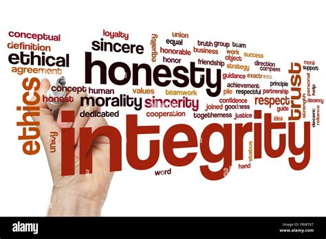 Integrity Word Cloud Concept With Honesty Trust Related Tags Stock
