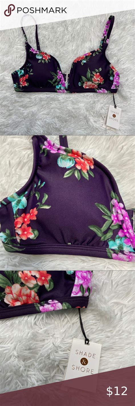 Shade And Shore Dark Purple Floral Bikini Top S In 2020 Floral