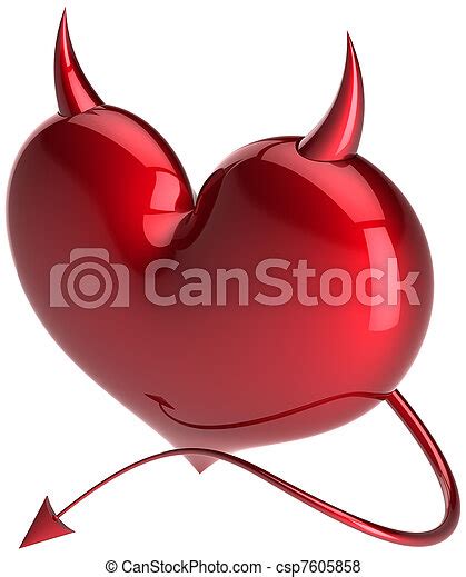 devil heart shape icon concept devil heart love icon total red with horns and a tail lover