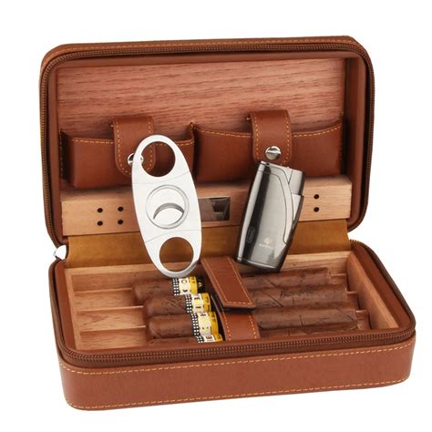 Travel Humidor Humidifier For Cigars Gift Set For Men Cigars Holder