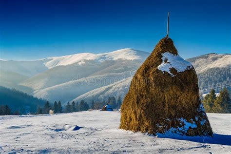 Winter In Carpathians Stock Image Image Of Haystacks 83222897