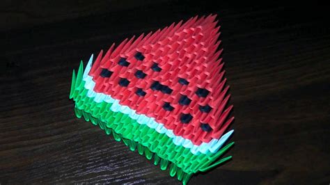 How To Make A Paper Watermelon 3d Origami Tutorial For Beginners