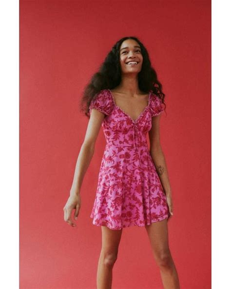 Urban Outfitters Uo Audrey Mesh Mini Dress In Pink Lyst