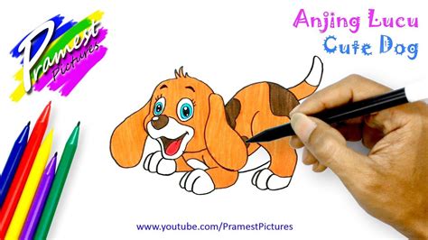anjing lucu  menggambar  mewarnai gambar hewan