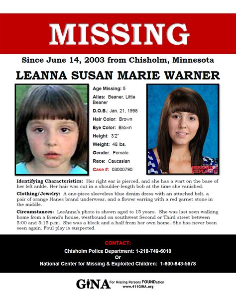 Missing Leeanna Susan Marie Warner