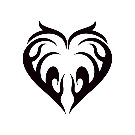 Heart Love Symbol Logo On White Background Tribal Stencil Tattoo