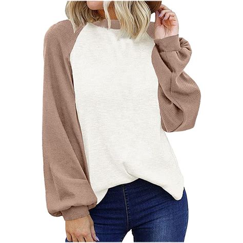 2022 Autumn Women Pullover Tops Female Contrast Color Splicing O Neck