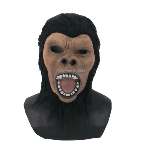 Realistic Lovely Latex Halloween Monkey Orangutan Ape Head Mask With