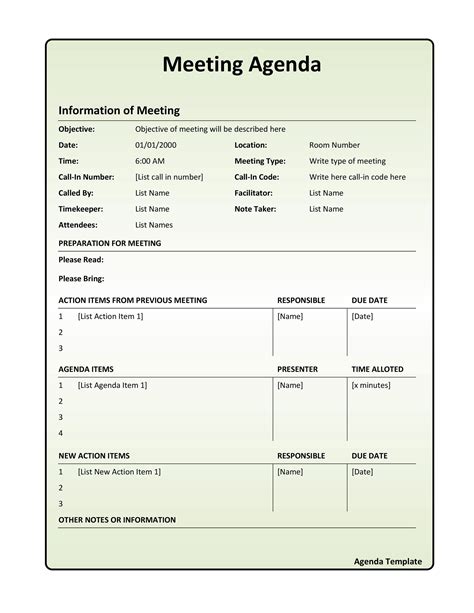 Printable Meeting Agenda Template Customize And Print