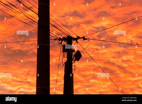 An Electrical Line And A Power Pole Stock Photo Alamy