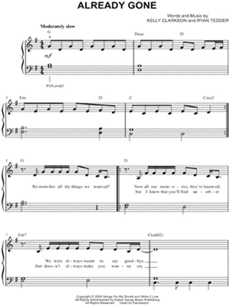 Already Gone Sheet Music Arrangements Available Instantly