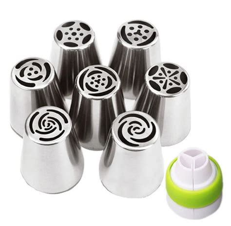 7pcs Russian Tips 1 Coupler Icing Piping Nozzles Cake Decoration Tips