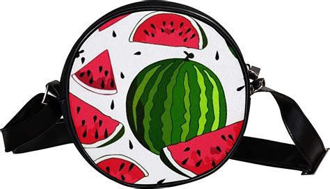 Watercolor Watermelons Womens Round Cross Body Zipper Shoulder Bag