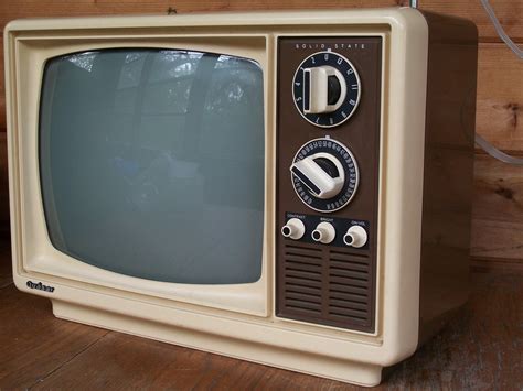 Vintage 1970s Television Set Black And White Bandw Tv Step