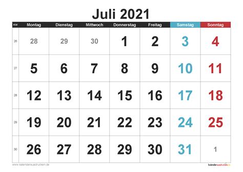 Kalender für januar 2021 zum ausdrucken. Kalender Juli 2021 zum Ausdrucken Kostenlos - Kalender ...
