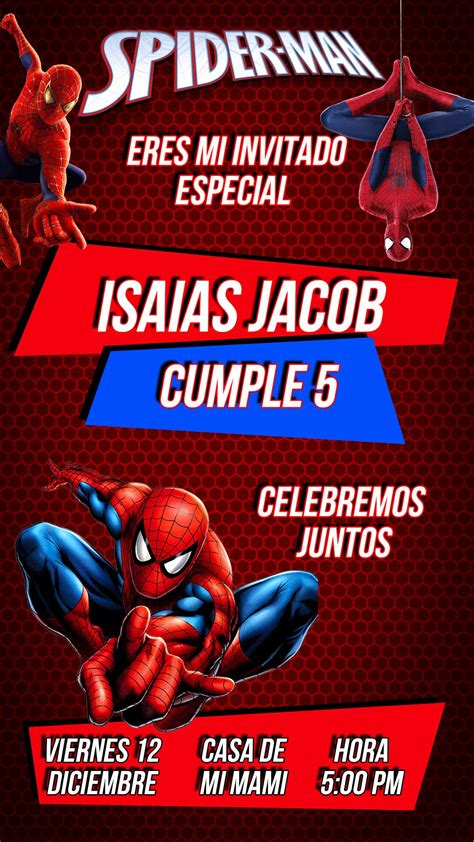 Plantilla Tarjeta De Invitación Spiderman Psd Editable Descarga
