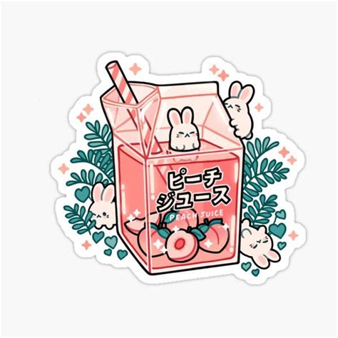 Pegatina Jugo De Durazno De Freshbobatae Kawaii Stickers Cute