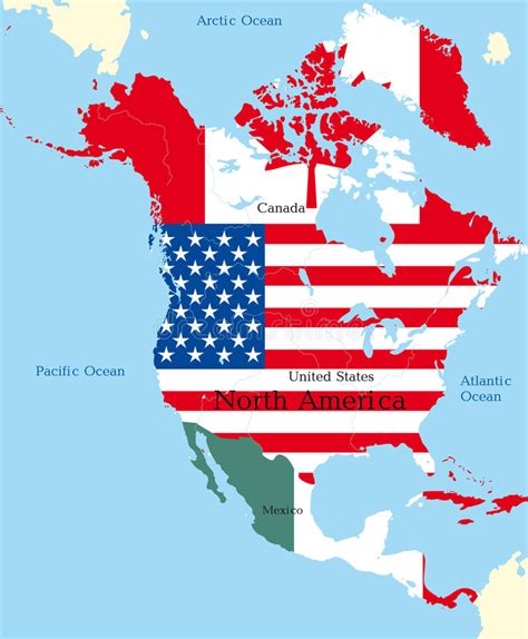 mapa de america do norte com bandeiras ilustracao do vetor ilustracao images