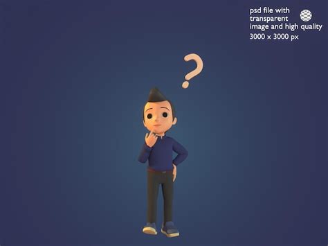 Premium PSD 3d Character Illustration Confused Man With Question Mark