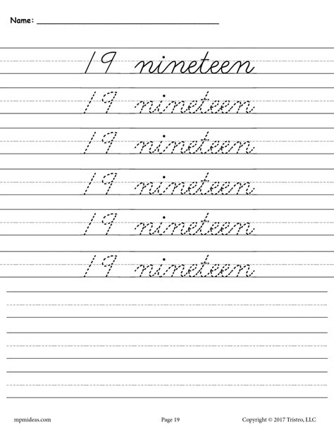 Printable Number One Cursive Handwriting And Tracing Worksheet Supplyme