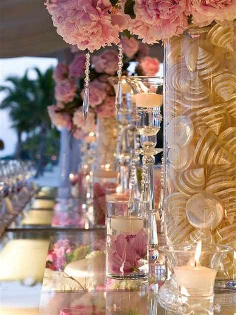 Pink Wedding Decor Ideas ♥ Pink Flowers Mother Of Pearl Shells